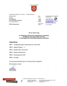 Sitzung des Ortschaftsrates @ Ortsverwaltung Laudenbach