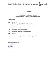 Sitzung Ortschaftsrat @ Ortsverwaltung Laudenbach
